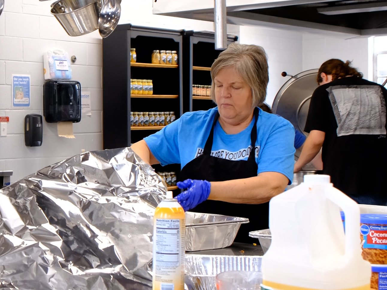a person in a kitchen